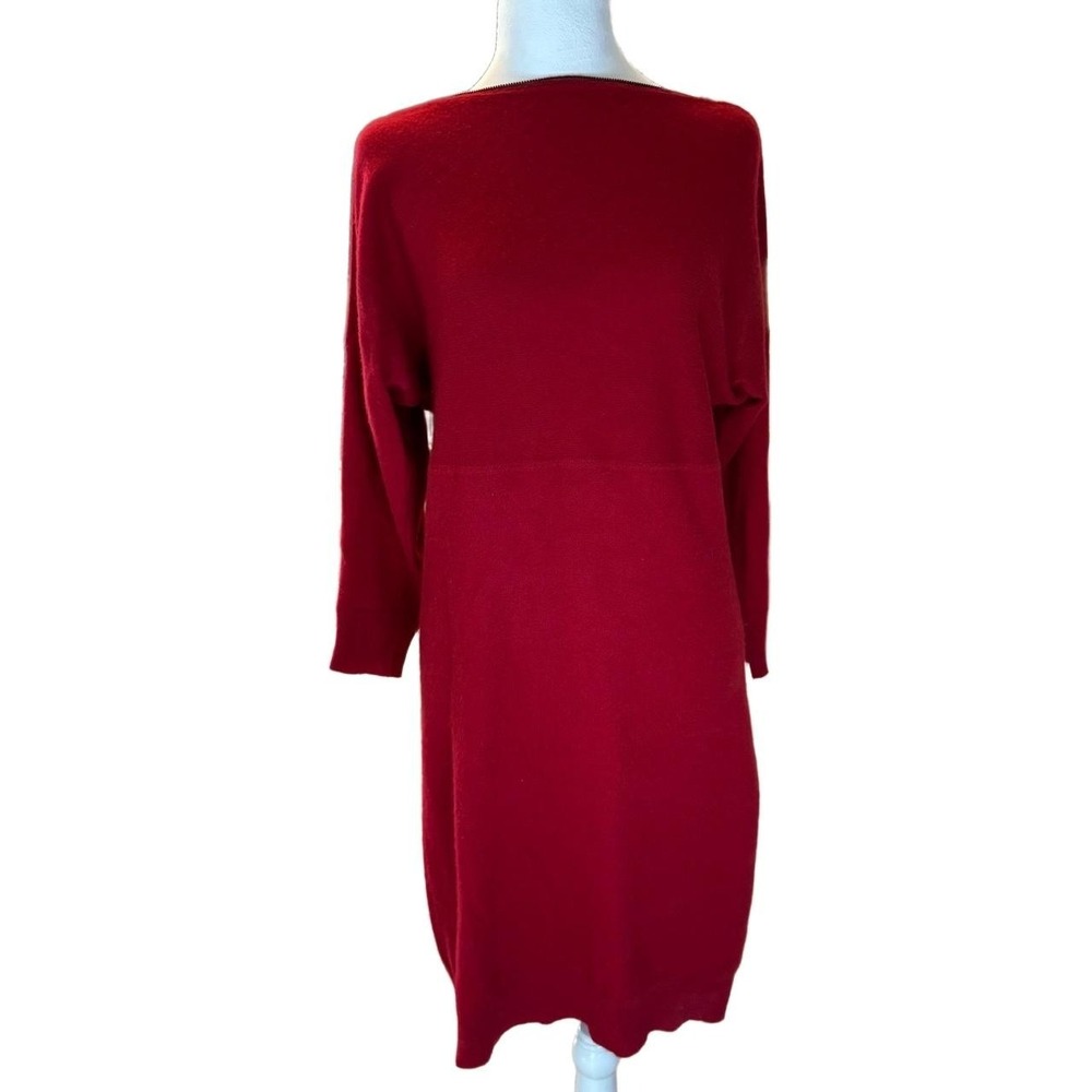 MAGASCHONI Dress  Midi  Women Red Long Sleeve Knit Cashmere Luxury Elegant Sz Sm